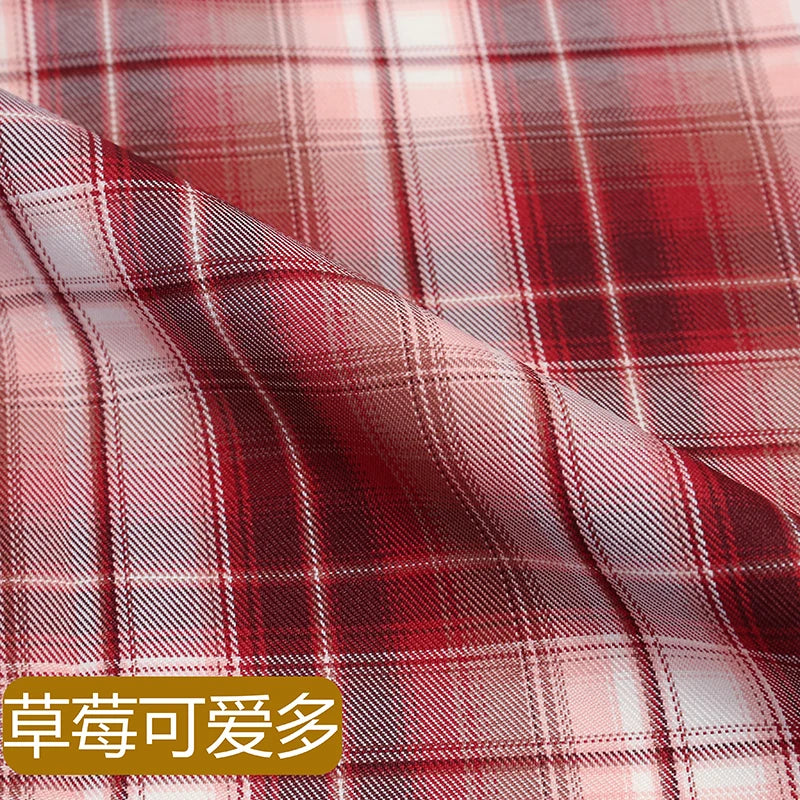 JK Uniform Plaid Fabric Yarn-Dyed Polyester Clothing Bow Tie Pleated Skirt Fabric Handmade Gadget DIY Large Intestine Hair Ring