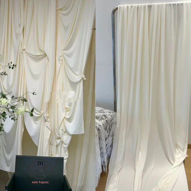 Cream Ivory Stretch Fabric For Backdrops Wedding Decor Party Decor Curtain Drap Garment Elastic DIY Sewing Material Dress Lining