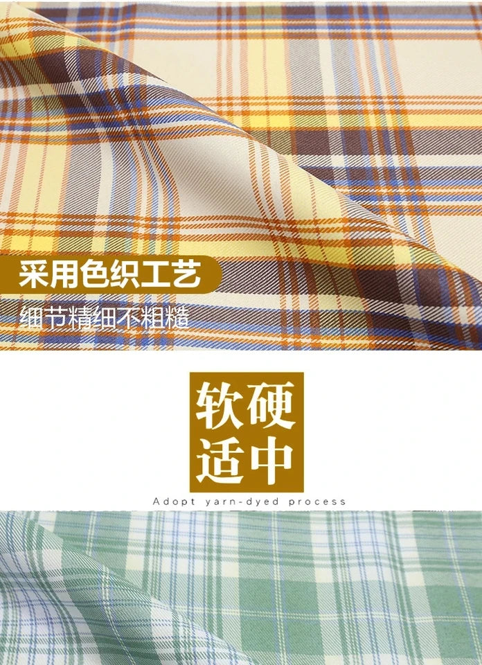 JK Uniform Plaid Fabric Yarn-Dyed Polyester Clothing Bow Tie Pleated Skirt Fabric Handmade Gadget DIY Large Intestine Hair Ring