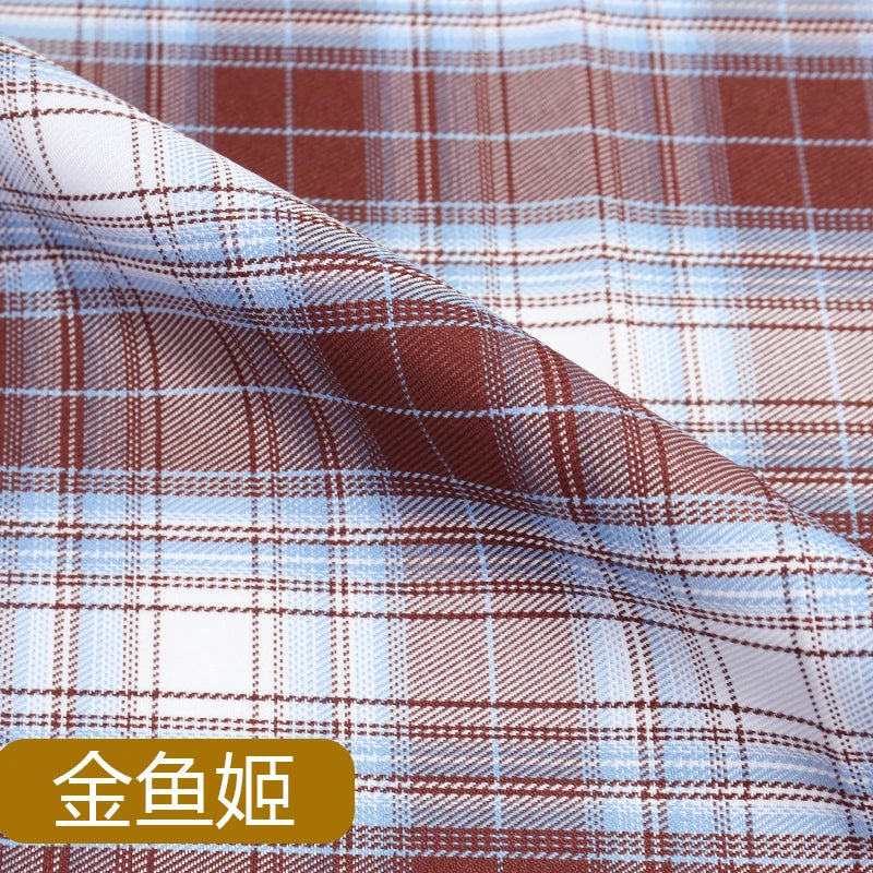 JK Uniform Plaid Fabric Yarn-Dyed Polyester Clothing Bow Tie Pleated Skirt Fabric Handmade Gadget DIY Large Intestine Hair Ring