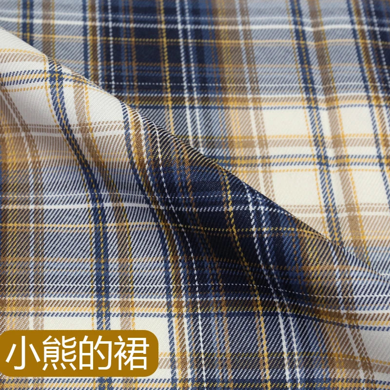 JK Uniform Plaid Fabric Yarn-Dyed Polyester Clothing Bow Tie Pleated Skirt Fabric Handmade Gadget DIY Large Intestine Hair Ring