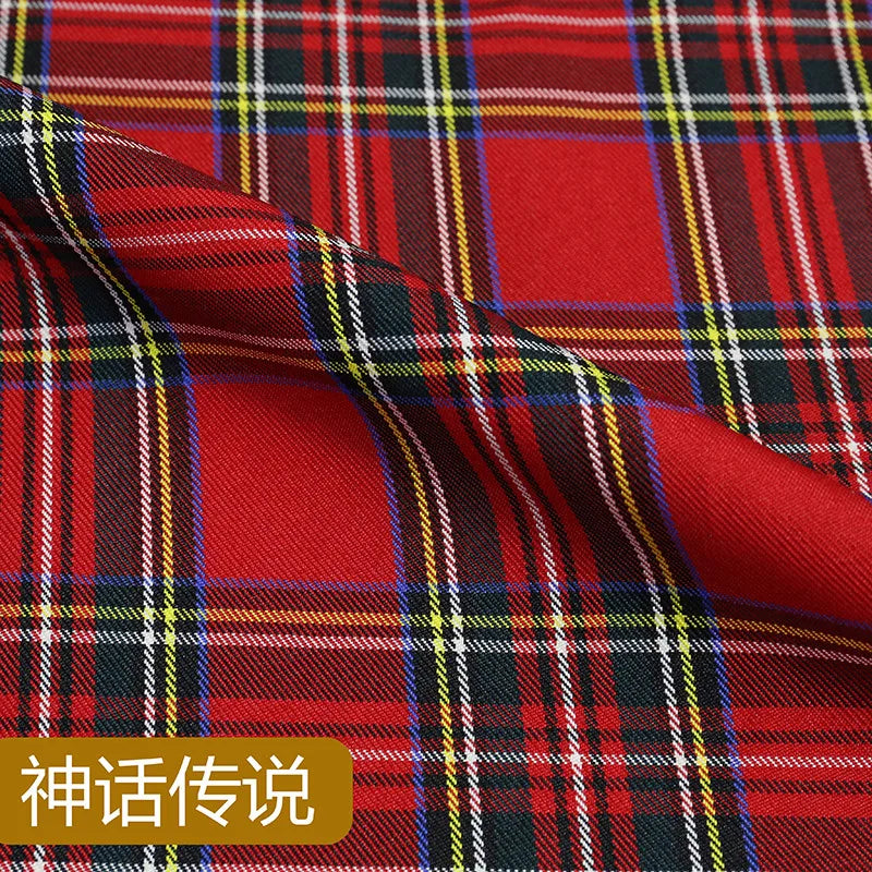JK Uniform Plaid Fabric Yarn-Dyed Polyester Clothing Bow Tie Pleated Skirt Fabric Handmade Gadget DIY Large Intestine Hair Ring