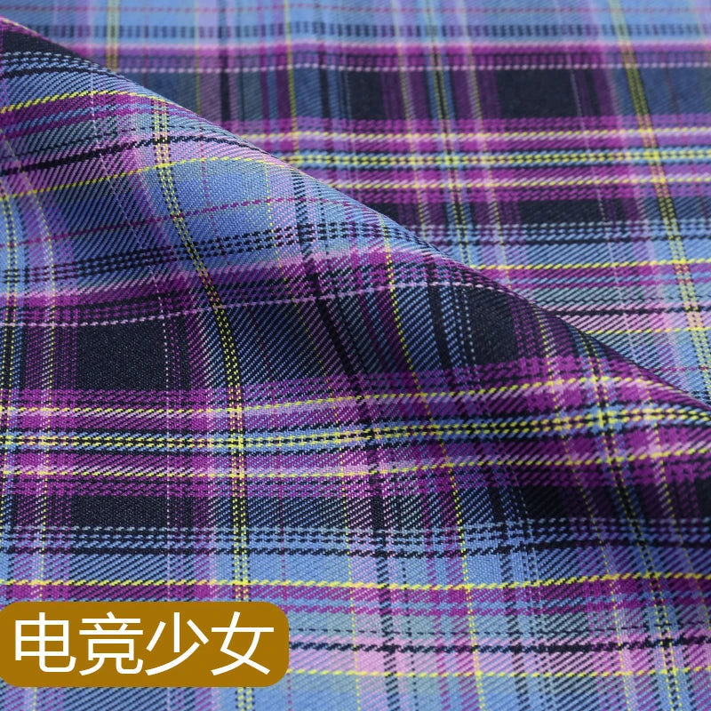 JK Uniform Plaid Fabric Yarn-Dyed Polyester Clothing Bow Tie Pleated Skirt Fabric Handmade Gadget DIY Large Intestine Hair Ring