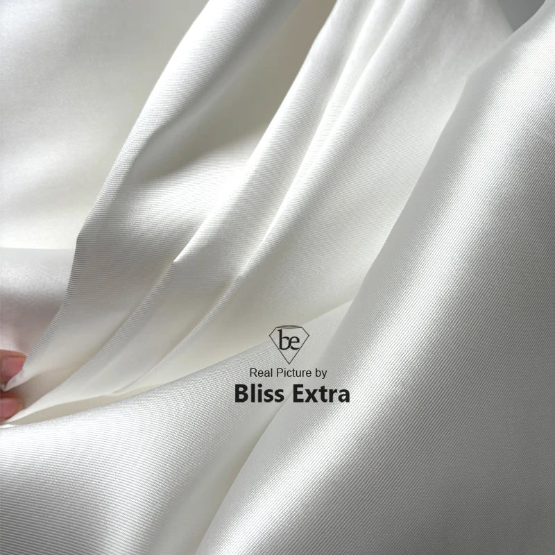 White Ivory Luxury Stiff Mikado Satin Fabric by the Yard, Bridal Wedding Dress Suit Fabric, Twill Satin DIY Sewing Material