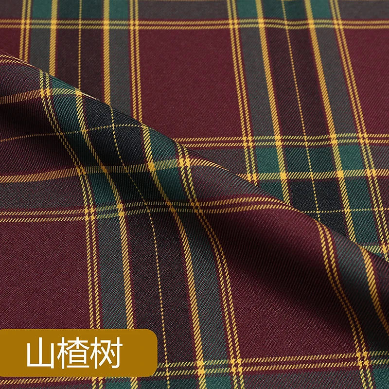 JK Uniform Plaid Fabric Yarn-Dyed Polyester Clothing Bow Tie Pleated Skirt Fabric Handmade Gadget DIY Large Intestine Hair Ring