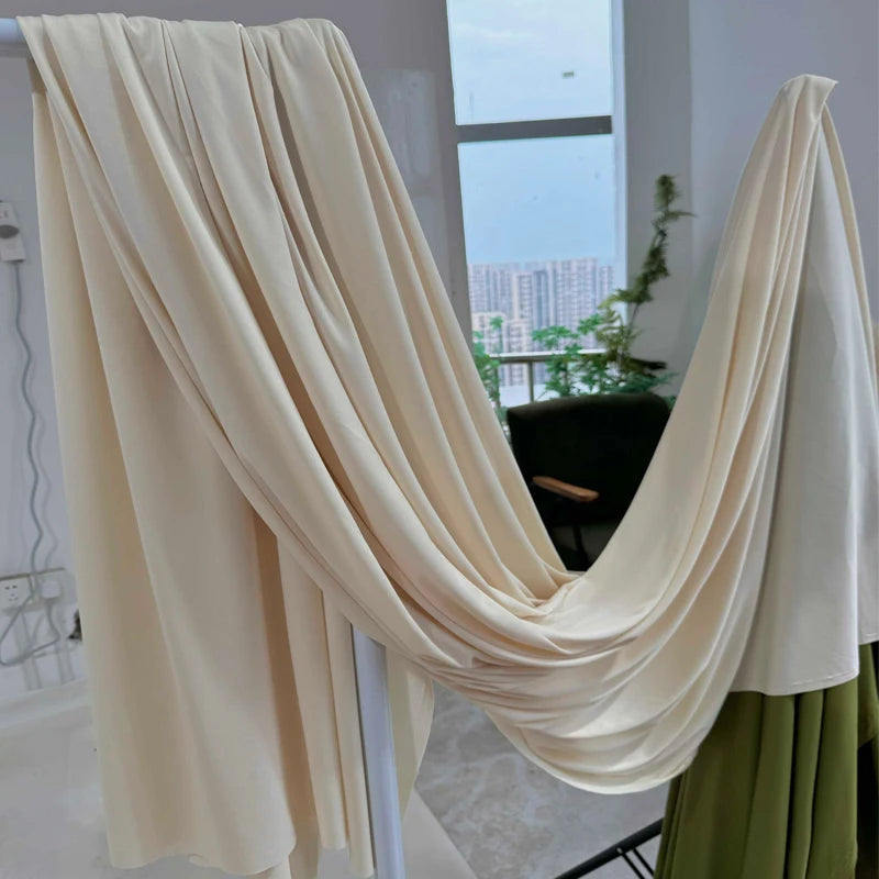 Cream Ivory Stretch Fabric For Backdrops Wedding Decor Party Decor Curtain Drap Garment Elastic DIY Sewing Material Dress Lining