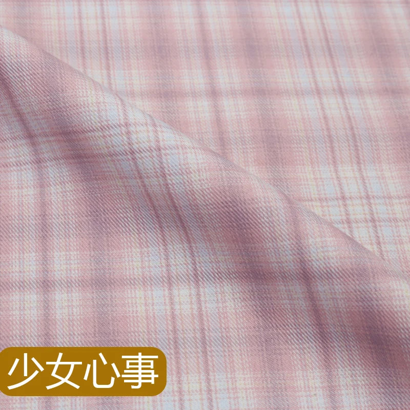 JK Uniform Plaid Fabric Yarn-Dyed Polyester Clothing Bow Tie Pleated Skirt Fabric Handmade Gadget DIY Large Intestine Hair Ring