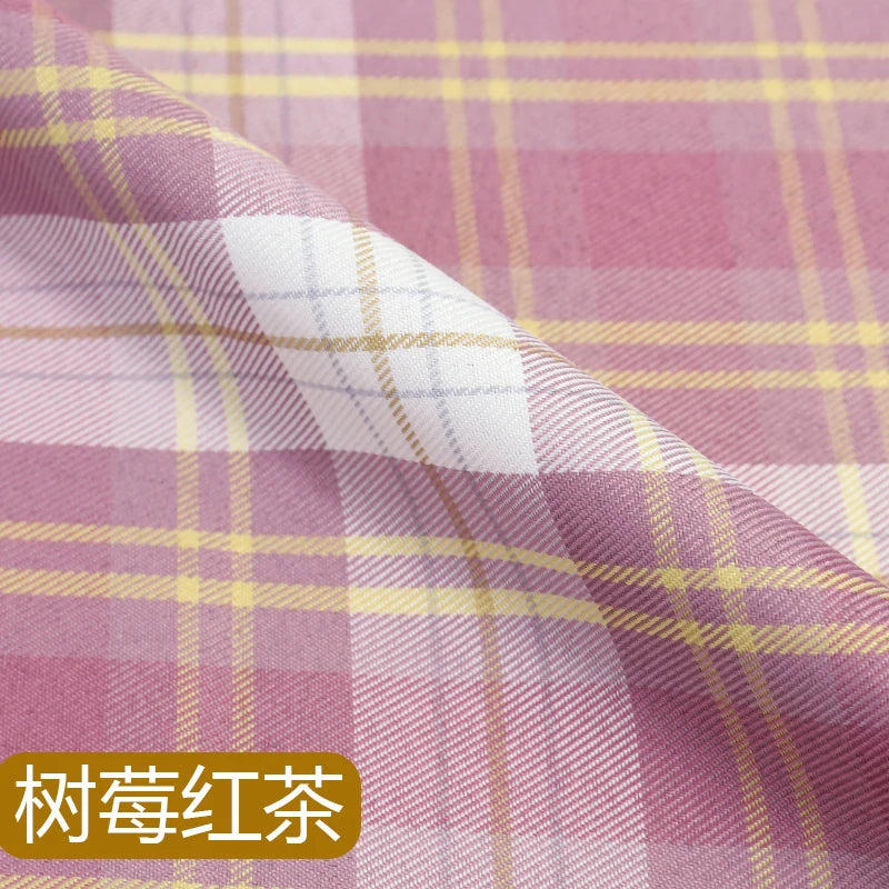 JK Uniform Plaid Fabric Yarn-Dyed Polyester Clothing Bow Tie Pleated Skirt Fabric Handmade Gadget DIY Large Intestine Hair Ring