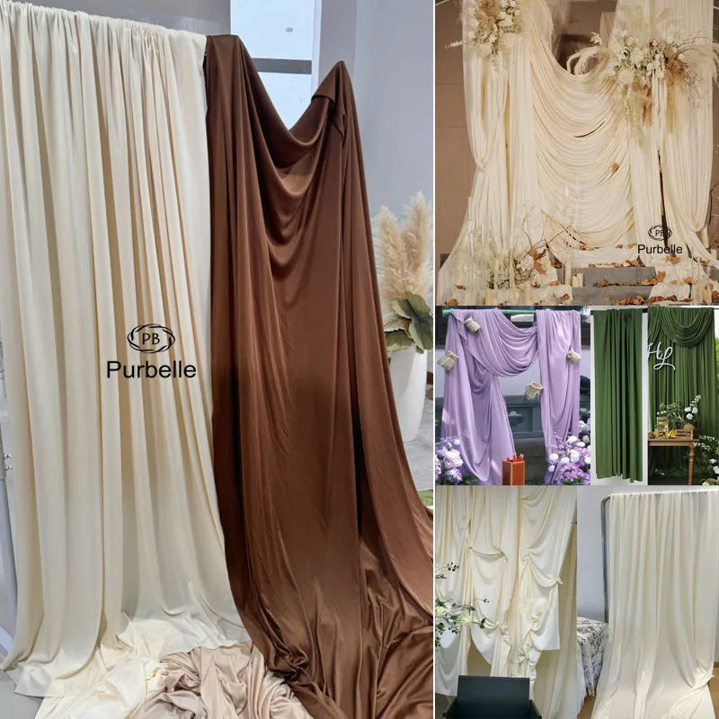 Cream Ivory Stretch Fabric For Backdrops Wedding Decor Party Decor Curtain Drap Garment Elastic DIY Sewing Material Dress Lining