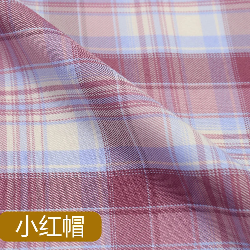JK Uniform Plaid Fabric Yarn-Dyed Polyester Clothing Bow Tie Pleated Skirt Fabric Handmade Gadget DIY Large Intestine Hair Ring