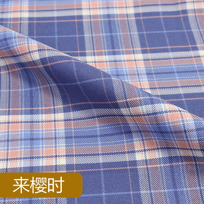 JK Uniform Plaid Fabric Yarn-Dyed Polyester Clothing Bow Tie Pleated Skirt Fabric Handmade Gadget DIY Large Intestine Hair Ring