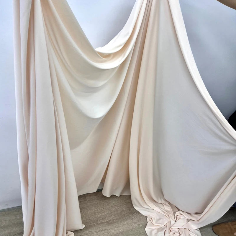 Cream Ivory Stretch Fabric For Backdrops Wedding Decor Party Decor Curtain Drap Garment Elastic DIY Sewing Material Dress Lining