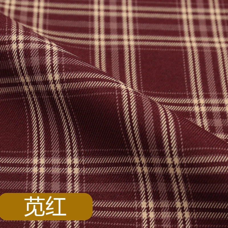 JK Uniform Plaid Fabric Yarn-Dyed Polyester Clothing Bow Tie Pleated Skirt Fabric Handmade Gadget DIY Large Intestine Hair Ring