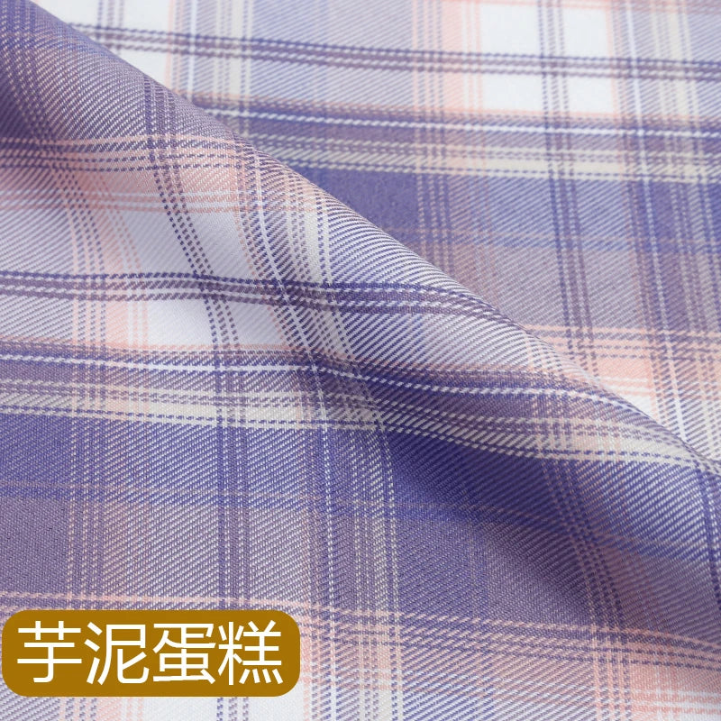 JK Uniform Plaid Fabric Yarn-Dyed Polyester Clothing Bow Tie Pleated Skirt Fabric Handmade Gadget DIY Large Intestine Hair Ring