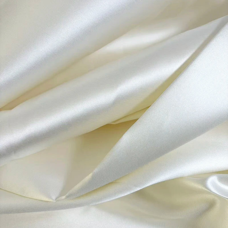 White Ivory Luxury Stiff Mikado Satin Fabric by the Yard, Bridal Wedding Dress Suit Fabric, Twill Satin DIY Sewing Material