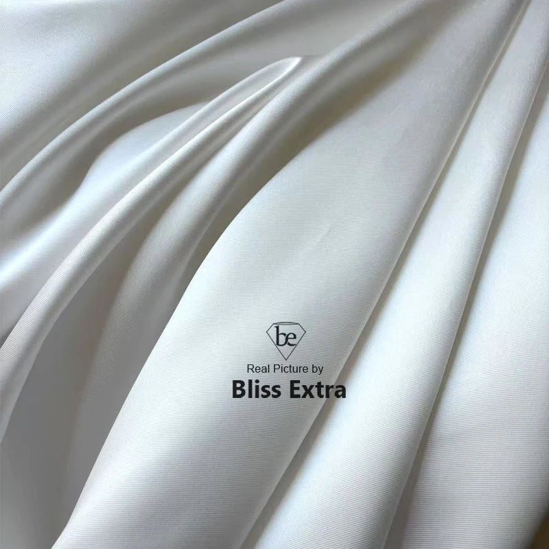 White Ivory Luxury Stiff Mikado Satin Fabric by the Yard, Bridal Wedding Dress Suit Fabric, Twill Satin DIY Sewing Material