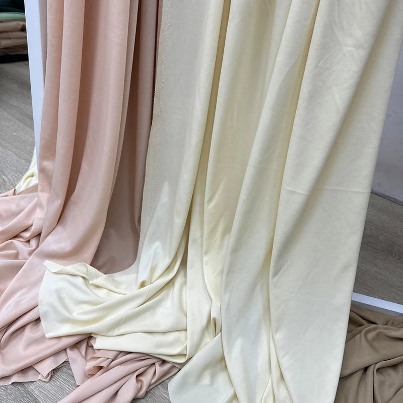 Cream Ivory Stretch Fabric For Backdrops Wedding Decor Party Decor Curtain Drap Garment Elastic DIY Sewing Material Dress Lining